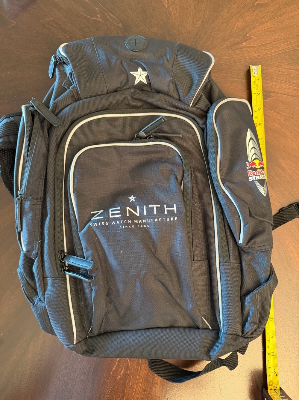 Red Bull and Zenith Black Backpack with Gray Trim - Men's Commuter Pack